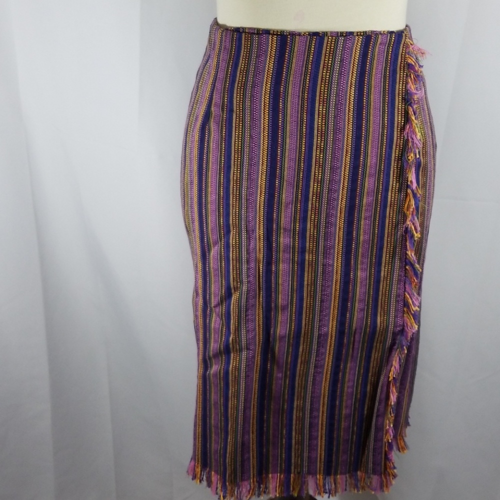 Shin Choi Purple and Orange Striped Pencil Skirt